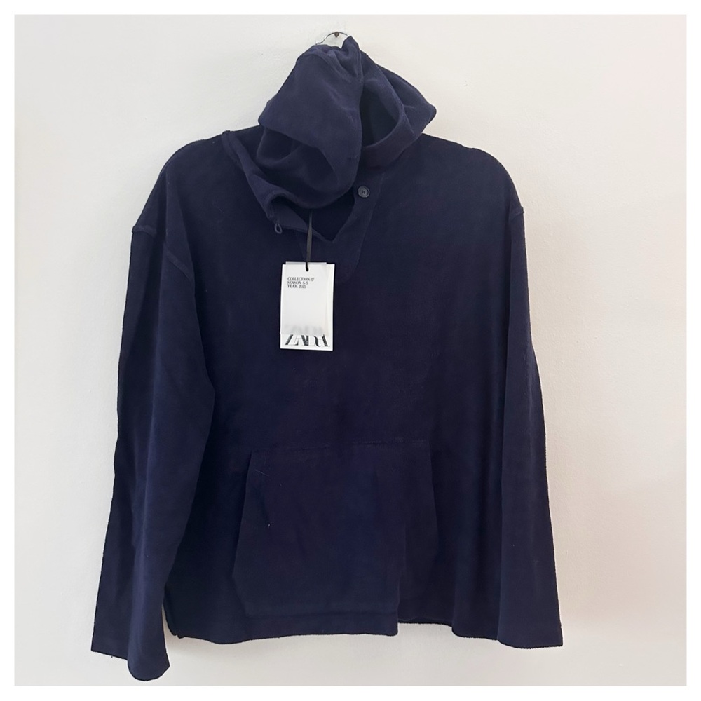 NWT‎ Zara kids Terry Hoodie navy blue size 13/14